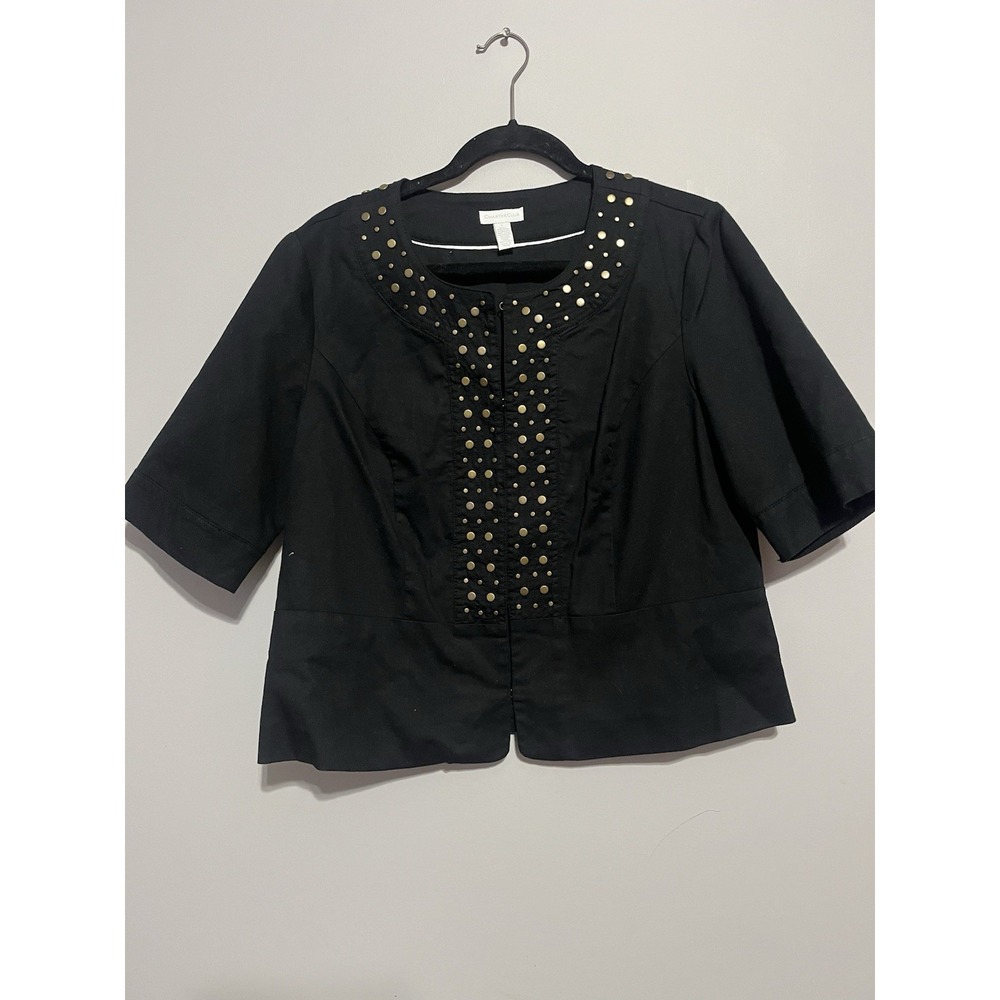 Charter Club Cotton Blend Black Jacket with Metal Details Large